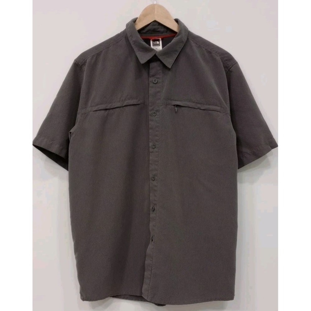 North Face Shirt Men's Button Front Modal Blend Gray Pocket Outdoor Size L